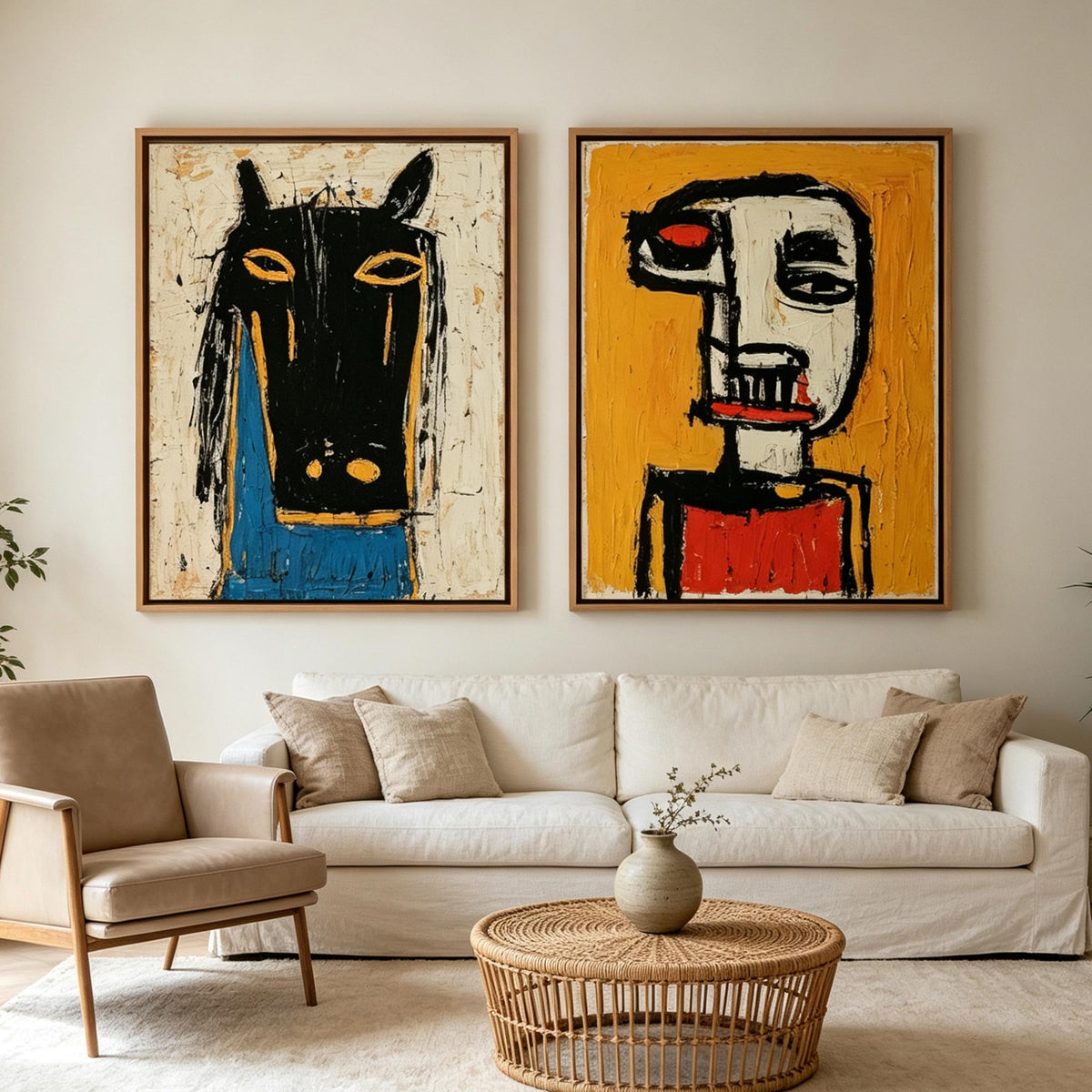 Textured Horse Mask Wall Art Set of 2