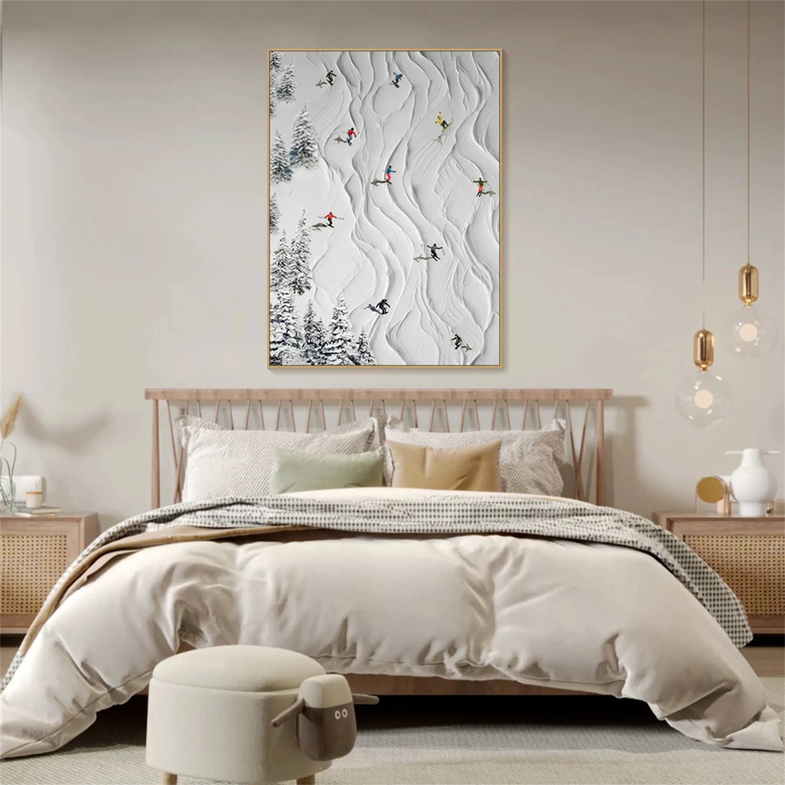 Skiing Sport Art Textured Painting Canvas #MM213