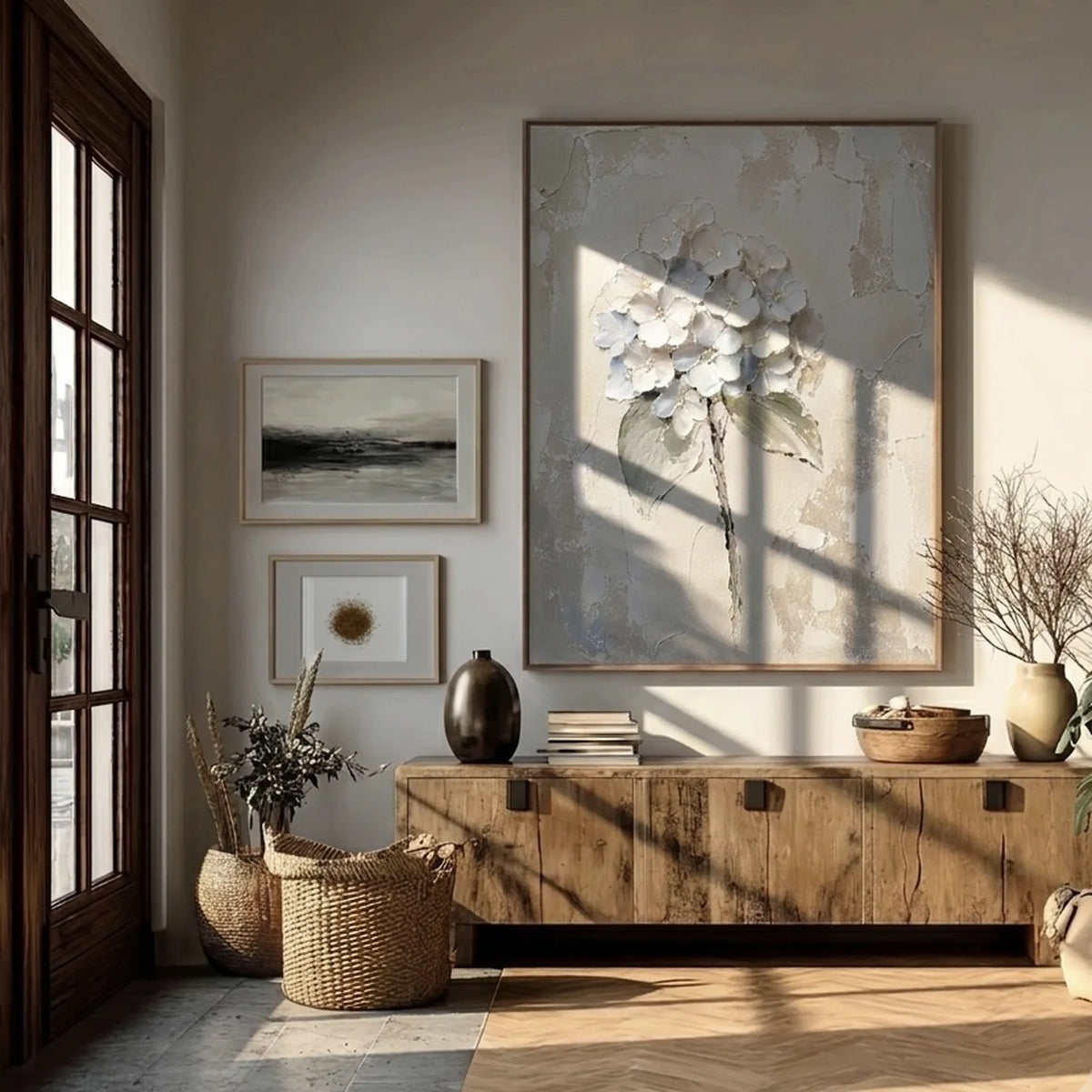 Sculptural White Hydrangea Wall Art