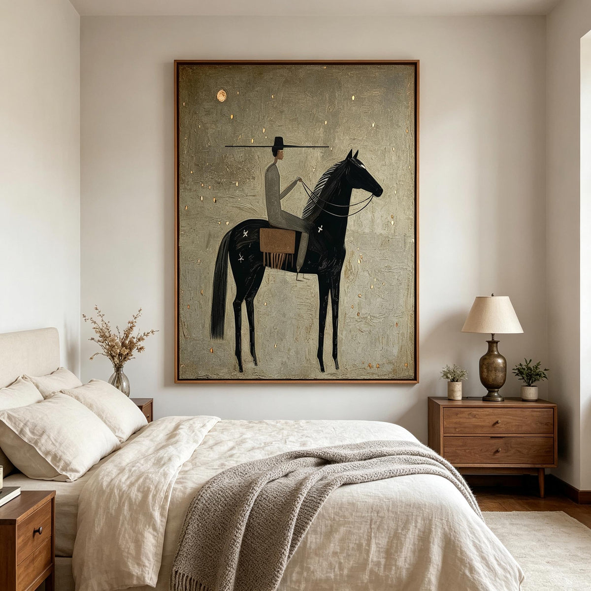 Textured Moonlit Rider Wall Art