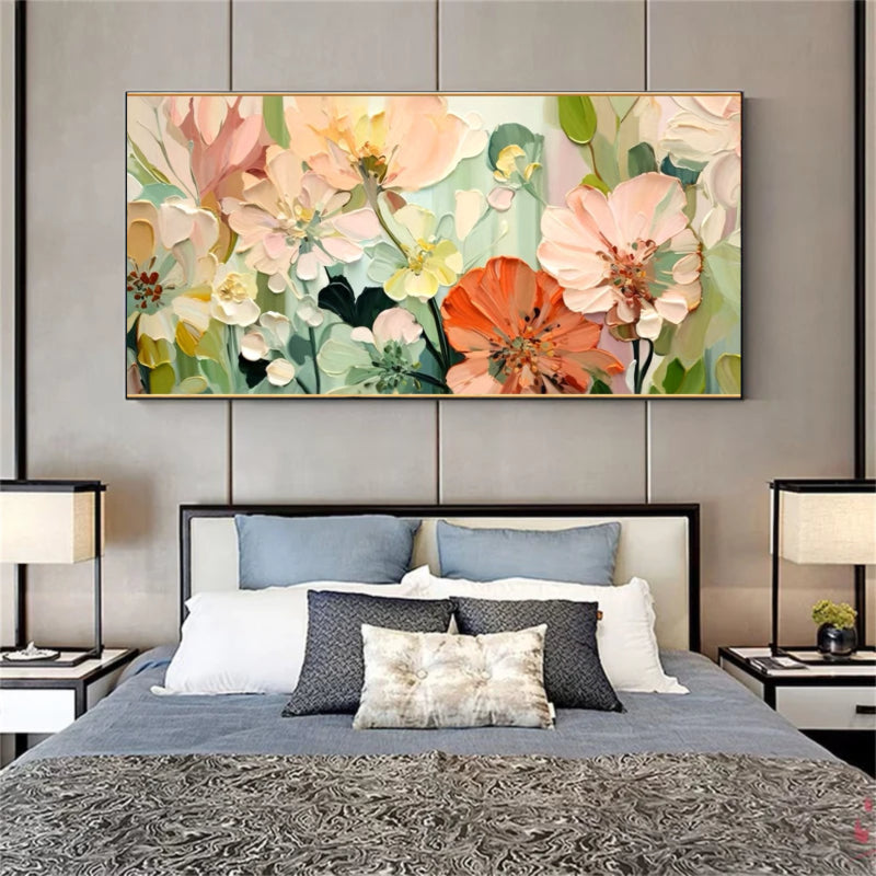 Soft Floral Wall Art – Large Abstract Flower Canvas Painting