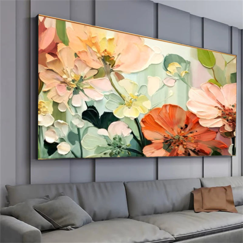 Soft Floral Wall Art – Large Abstract Flower Canvas Painting