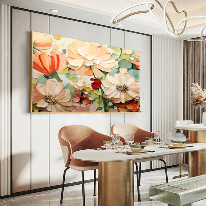 Soft Floral Garden Wall Art – Textured Abstract Canvas Painting