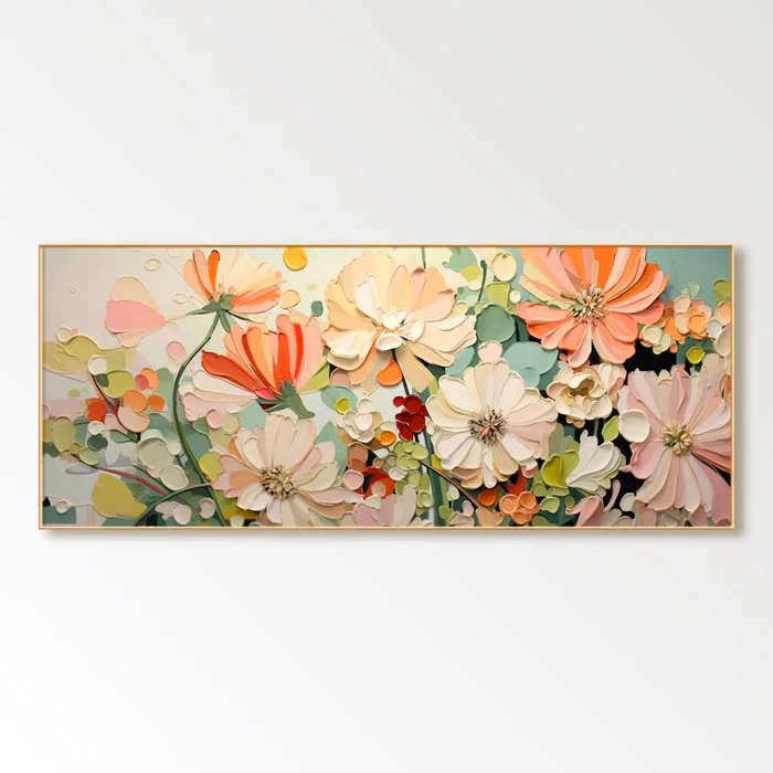 Soft Floral Garden Wall Art – Textured Abstract Canvas Painting