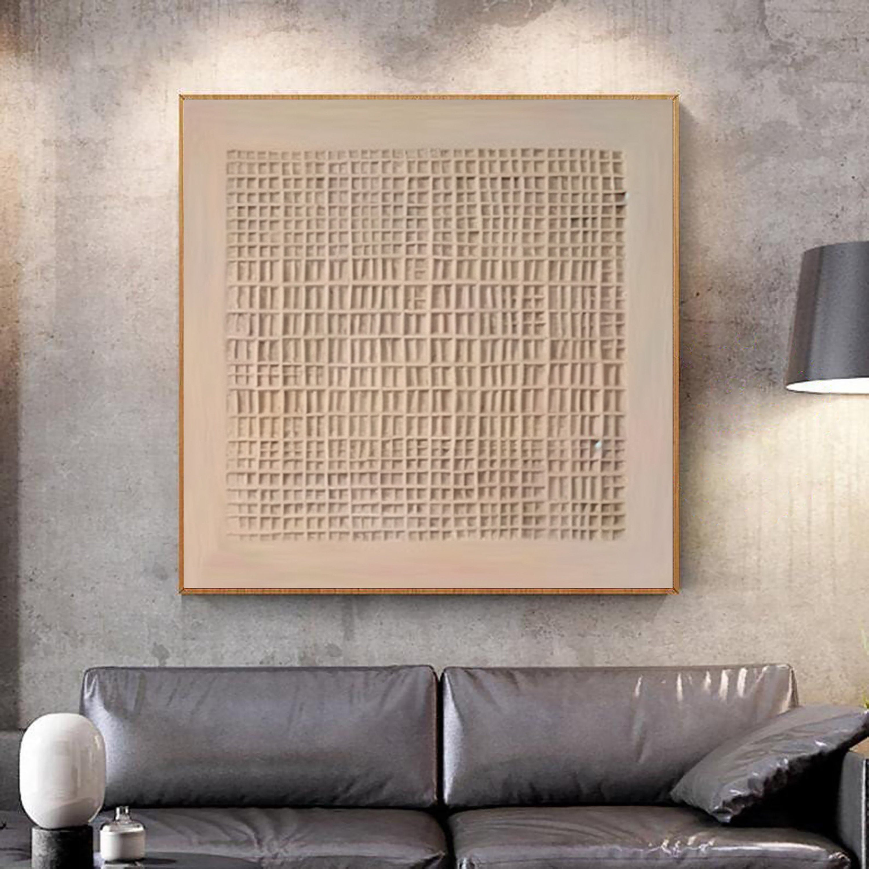 Minimalist Textured Neutral Wall Art – Abstract Geometric Canvas #BB026