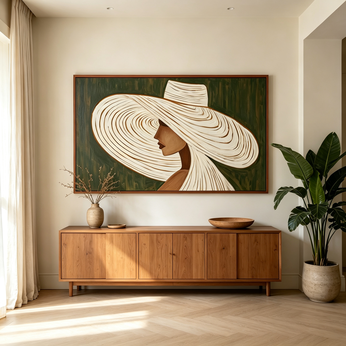 Textured Wide Brim Hat Wall Art