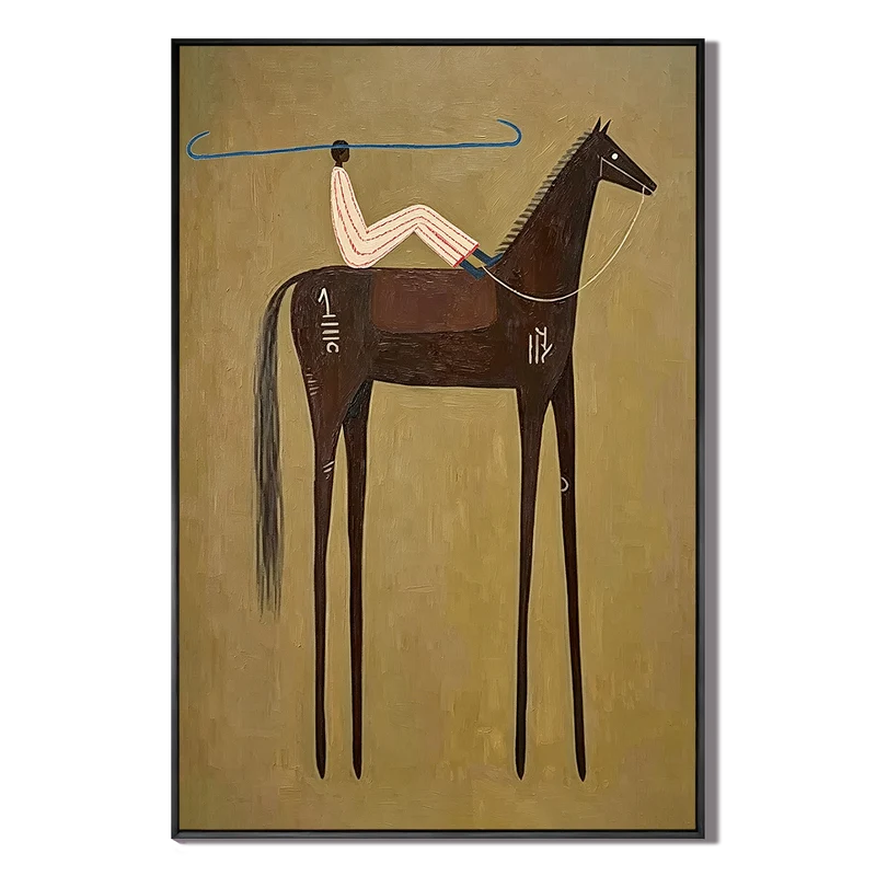 Folk Art Brown Horse Rider Wall Art
