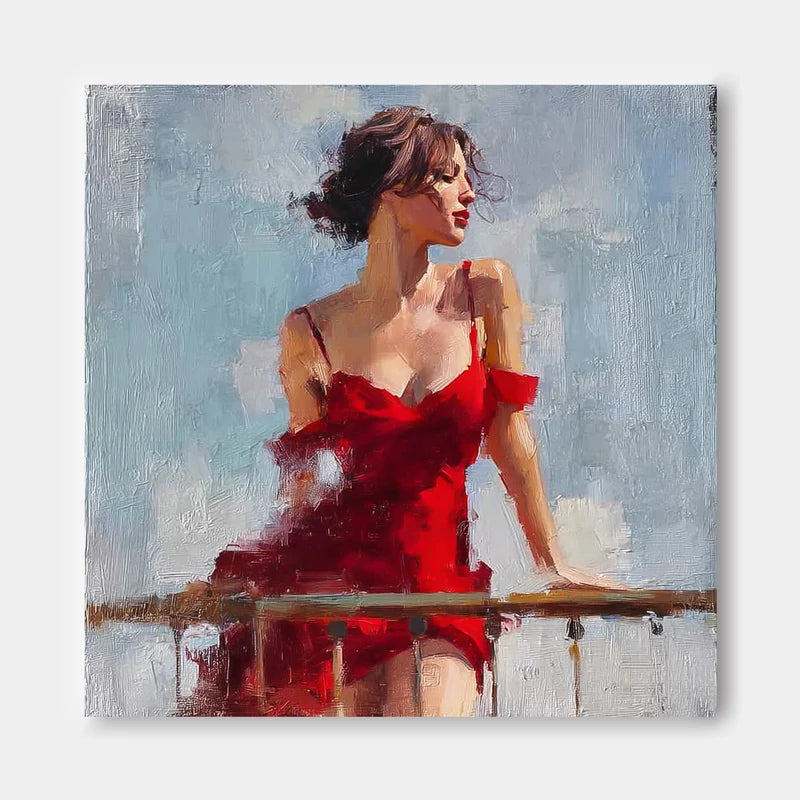 Expressive Woman in Red Portrait Wall Art