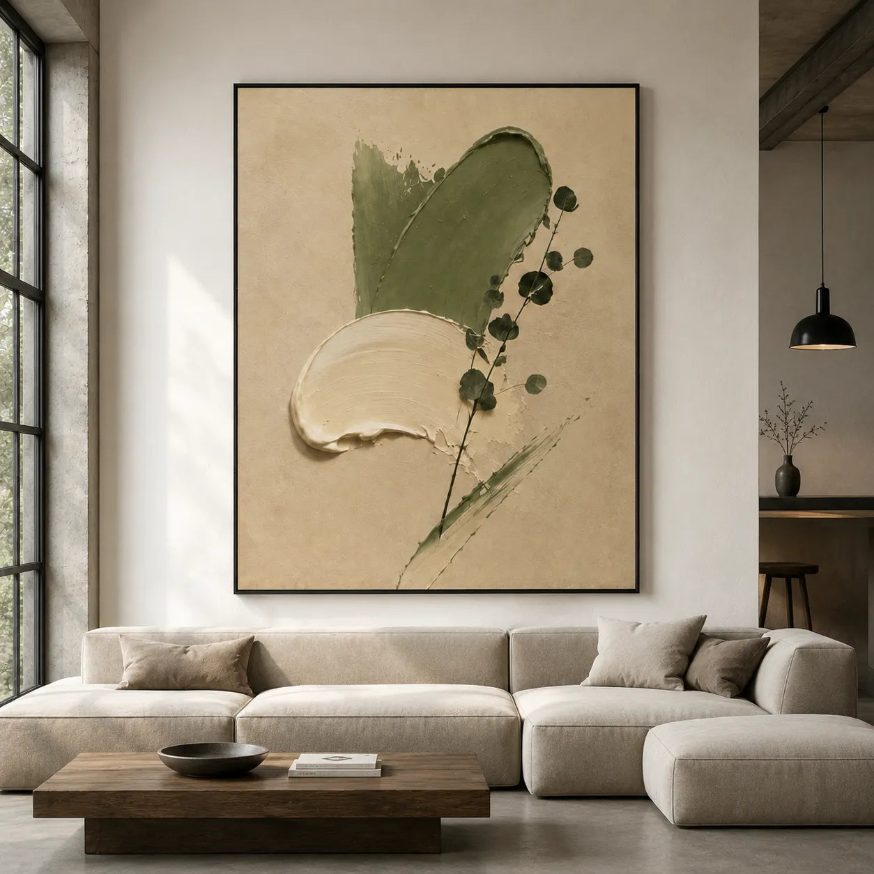 Plaster Textured Sage Swipe Wall Art