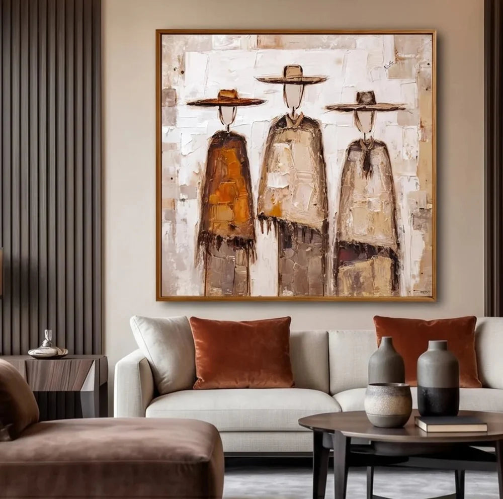Impasto Trio in Hats Wall Art