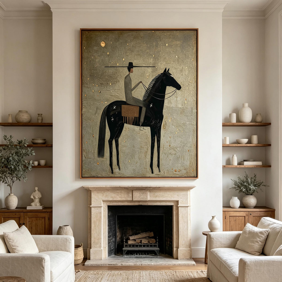 Textured Moonlit Rider Wall Art