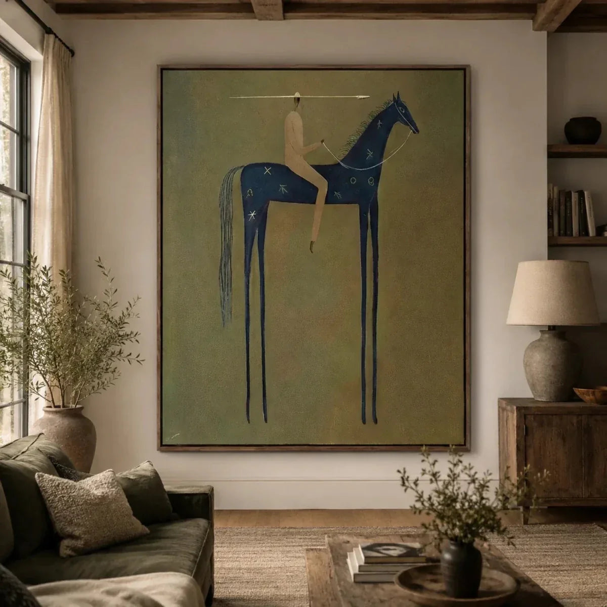Naive Art Celestial Horse Rider Wall Art