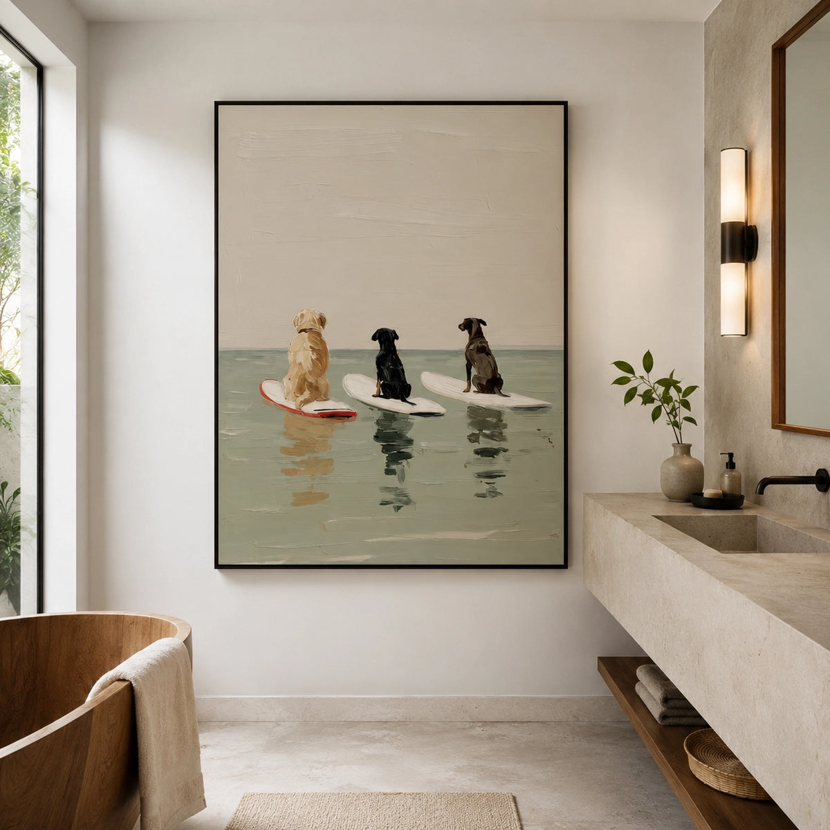 Textured Surfing Dogs Wall Art