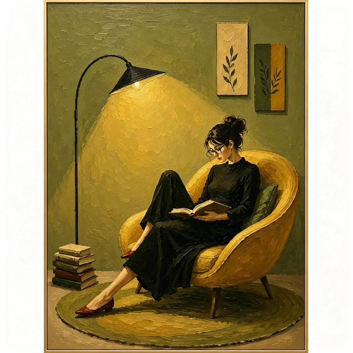 Textured Reading Woman Wall Art