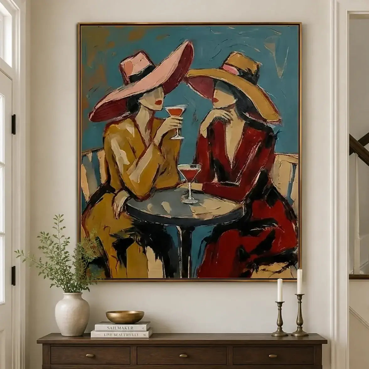 Impasto Wide Hat Cocktail Duo Wall Art