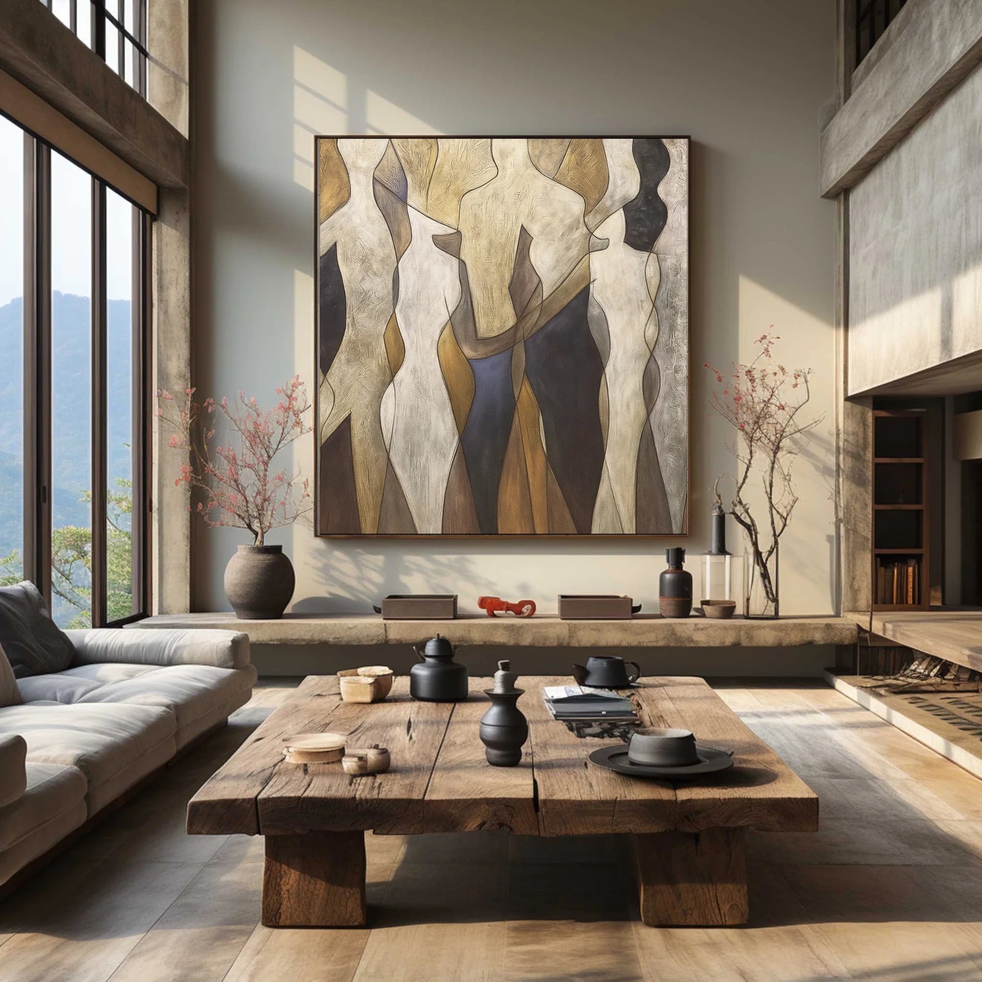 Plaster Textured Organic Column Wall Art