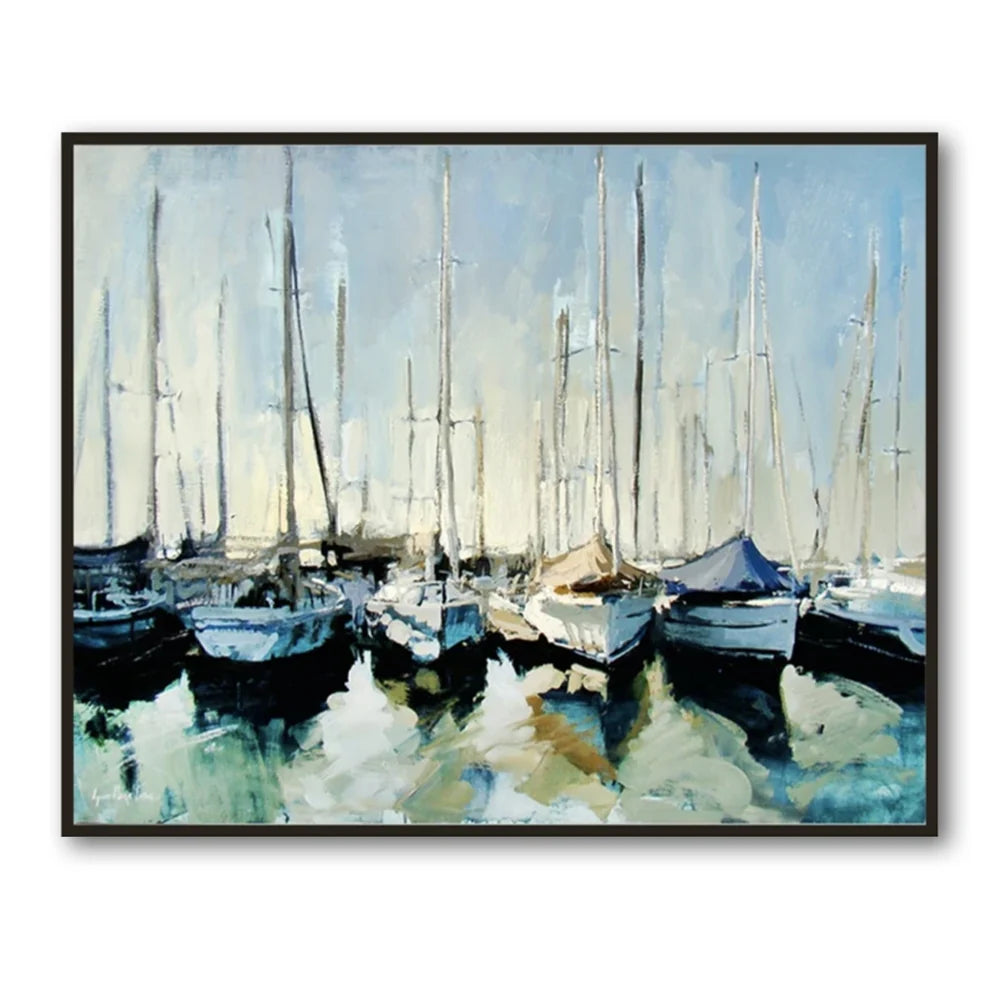 Textured Marina Sailboats Wall Art