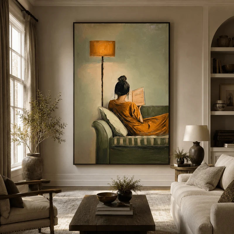 Reading Woman in Orange Wall Art