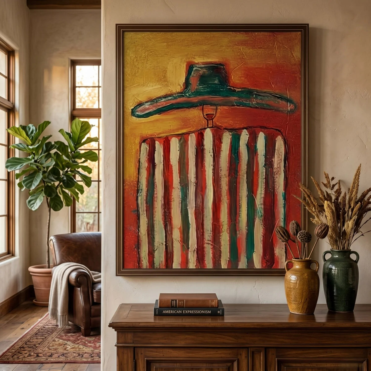 Textured Wide Brim Silhouette Wall Art
