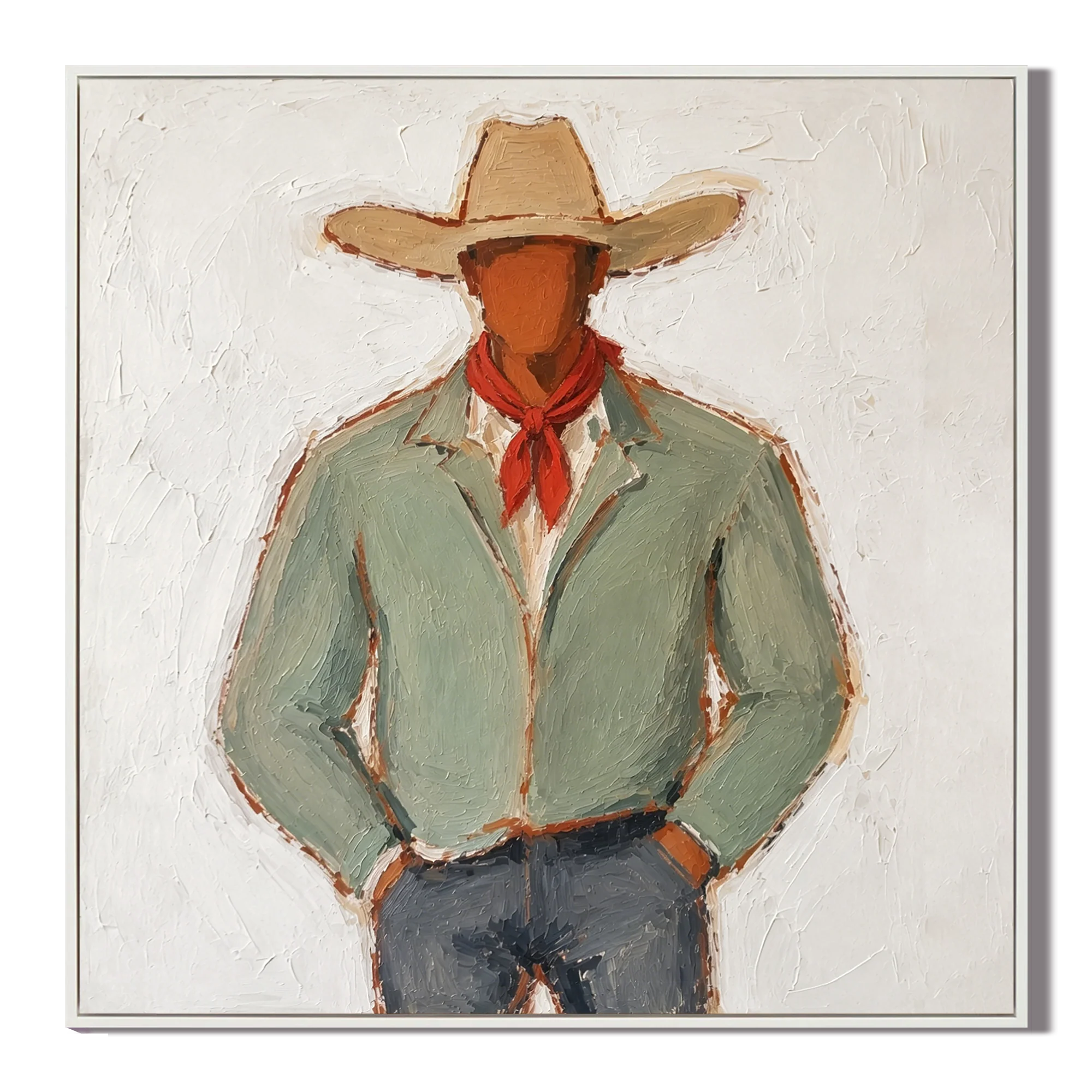 Impasto Faceless Cowboy Wall Art