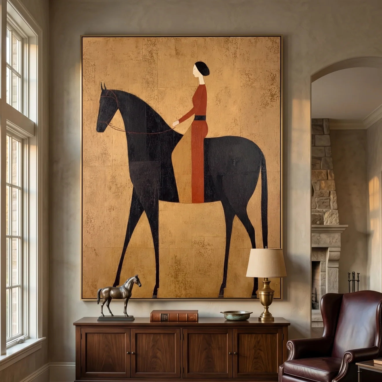 Rust Red Rider Silhouette Wall Art