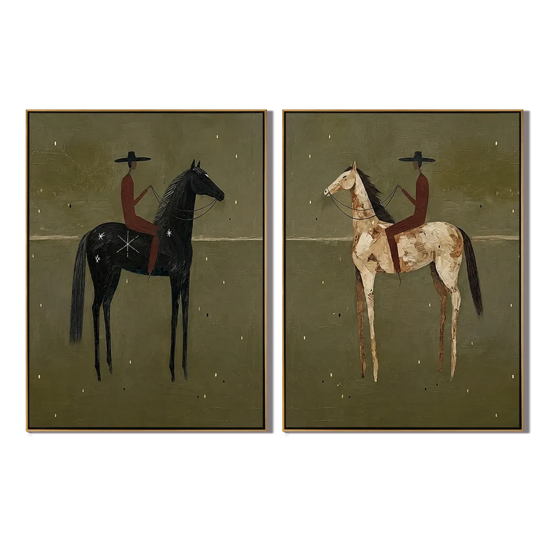 Geometric Western Riders Wall Art Set of 2