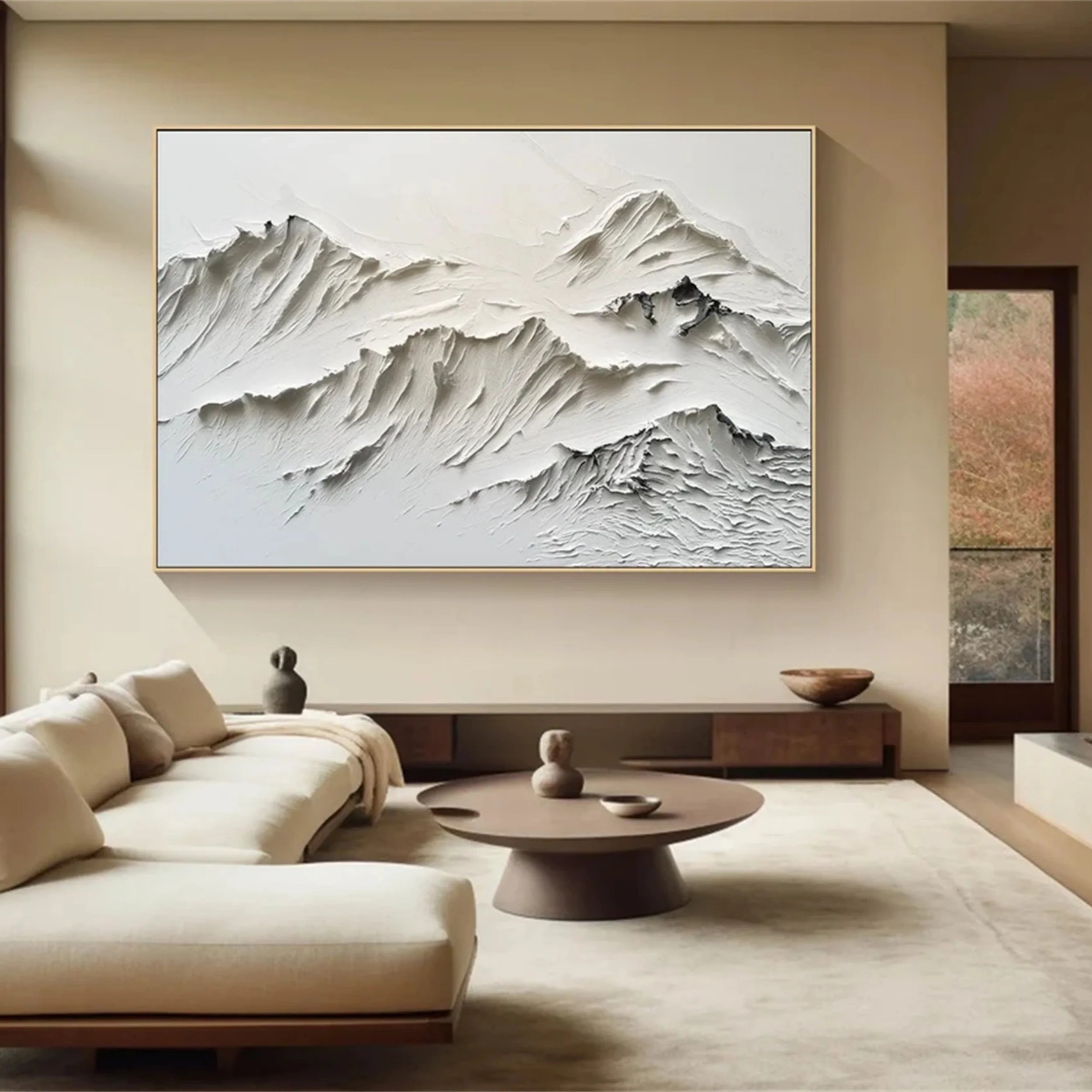 White Minimalist Textured Painting Canvas #MM158
