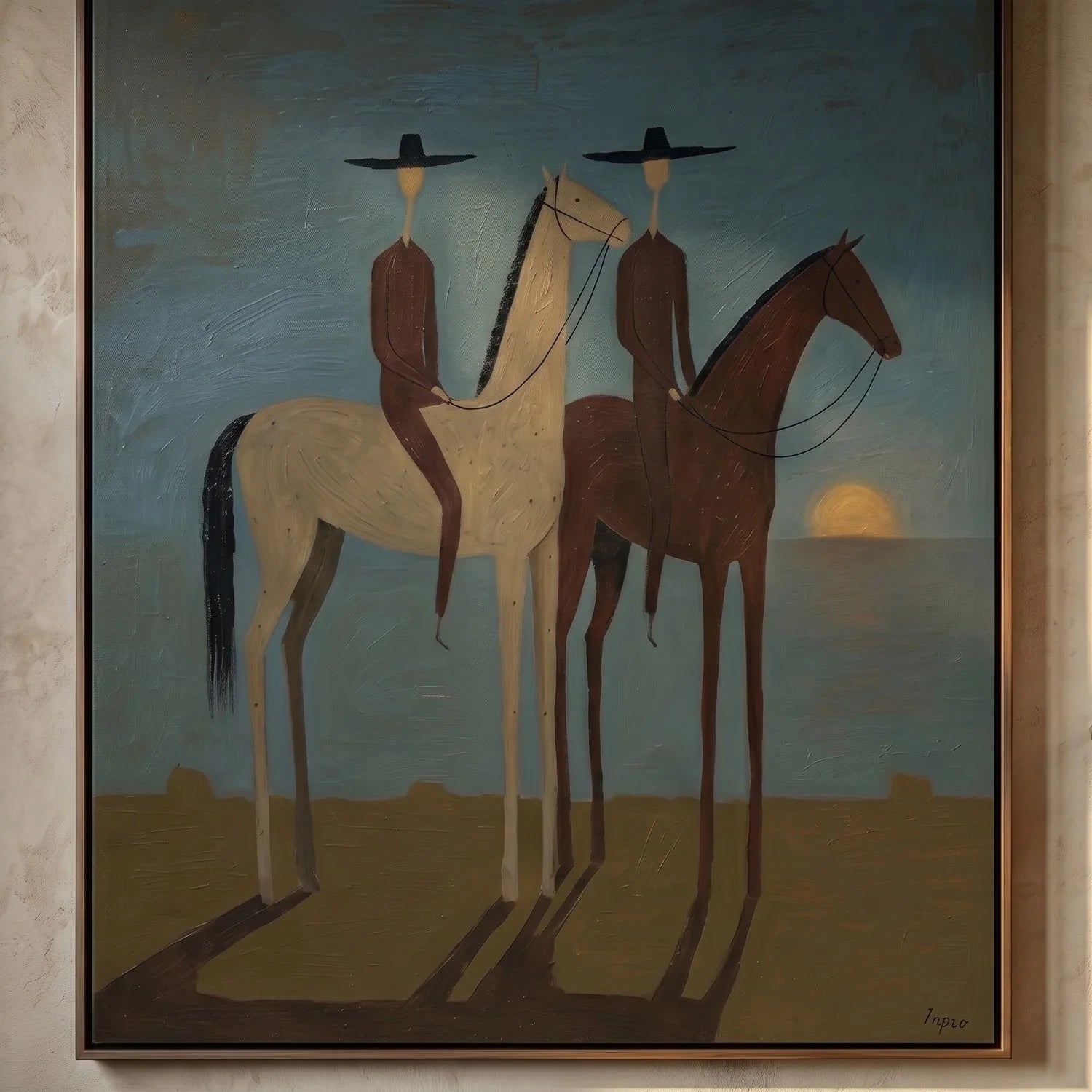 SunSet Horse Riders Wall Art – Modern Equestrian Canvas Painting