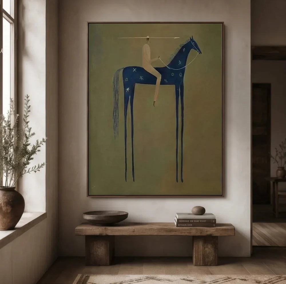 Naive Art Celestial Horse Rider Wall Art