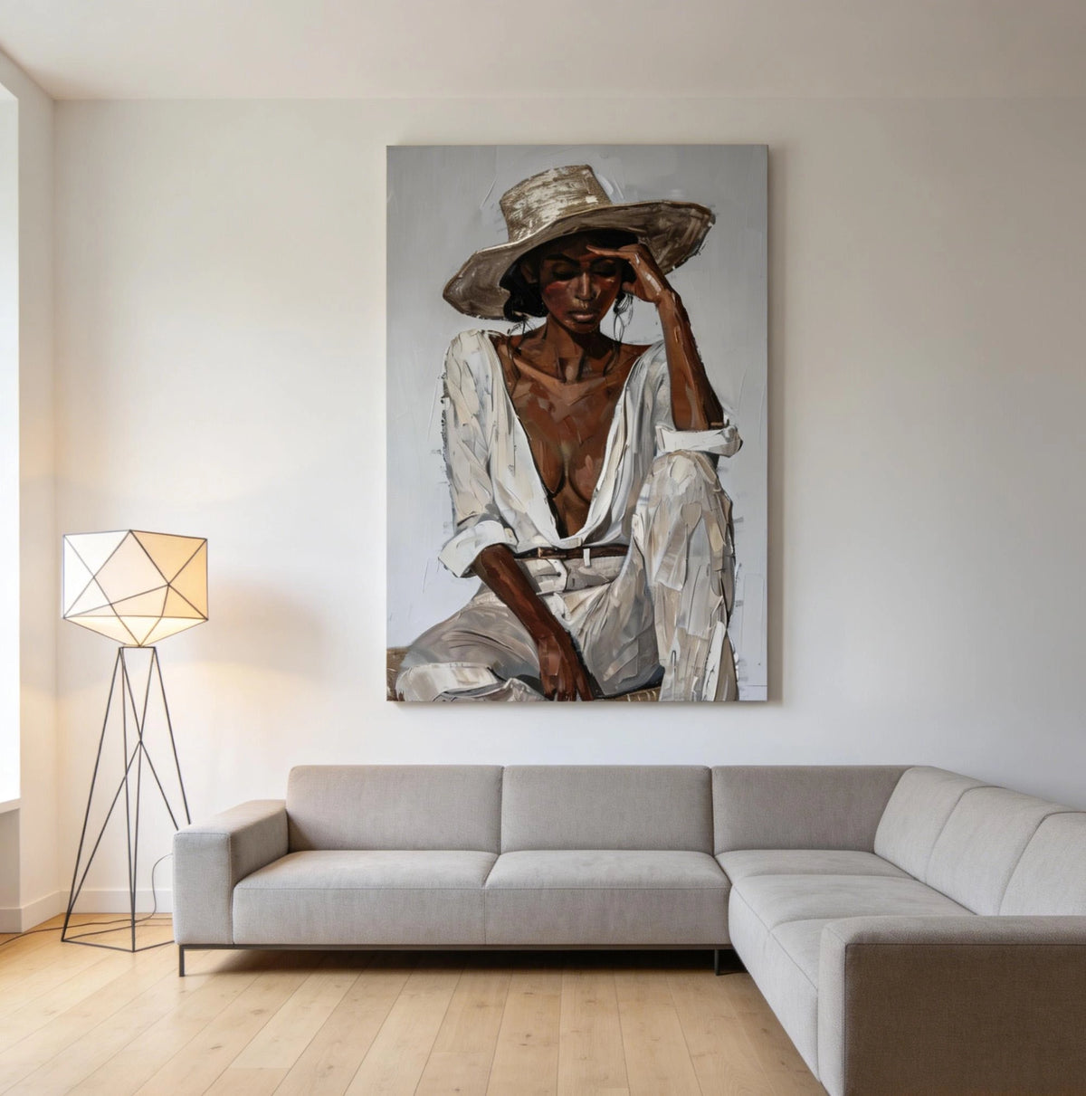 Textured Wide Brim Hat Portrait Wall Art