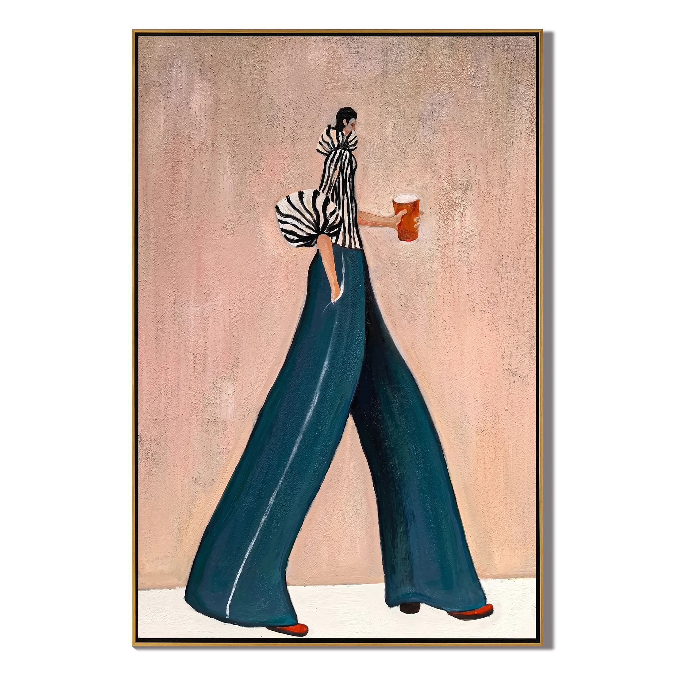 Minimalist Teal Trousers Woman Wall Art