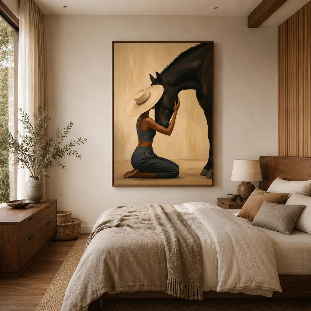 Textured Woman with Horse Wall Art