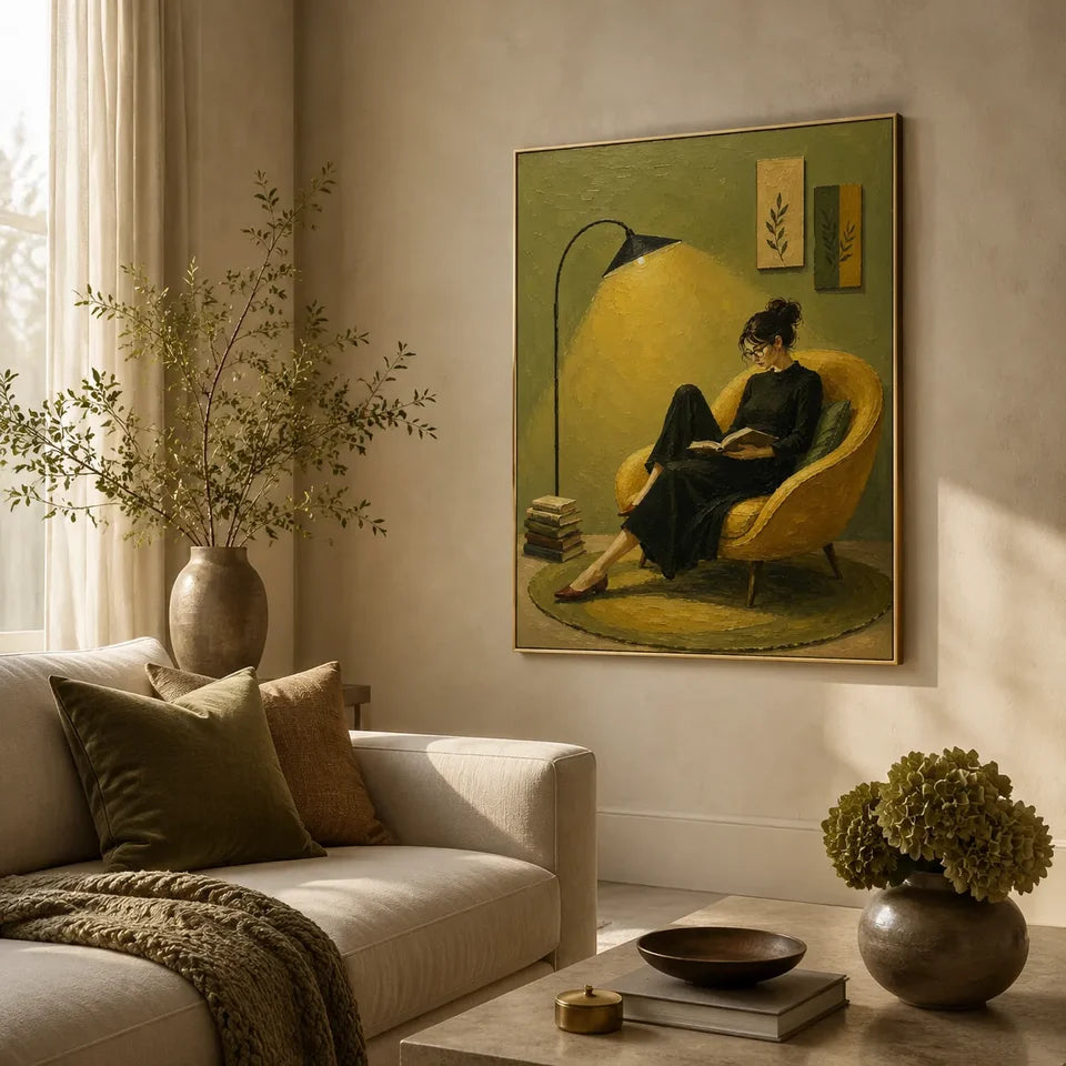 Textured Reading Woman Wall Art