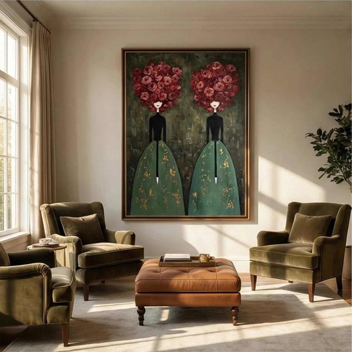Textured Rose-Head Twins Wall Art