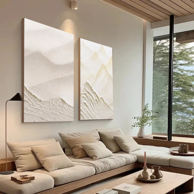 3D Textured Mountain Wave Wall Art Set of 2