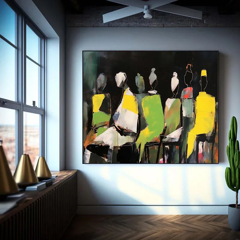 Abstract Block Figures Group Wall Art
