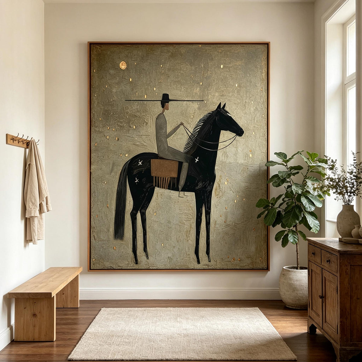 Textured Moonlit Rider Wall Art