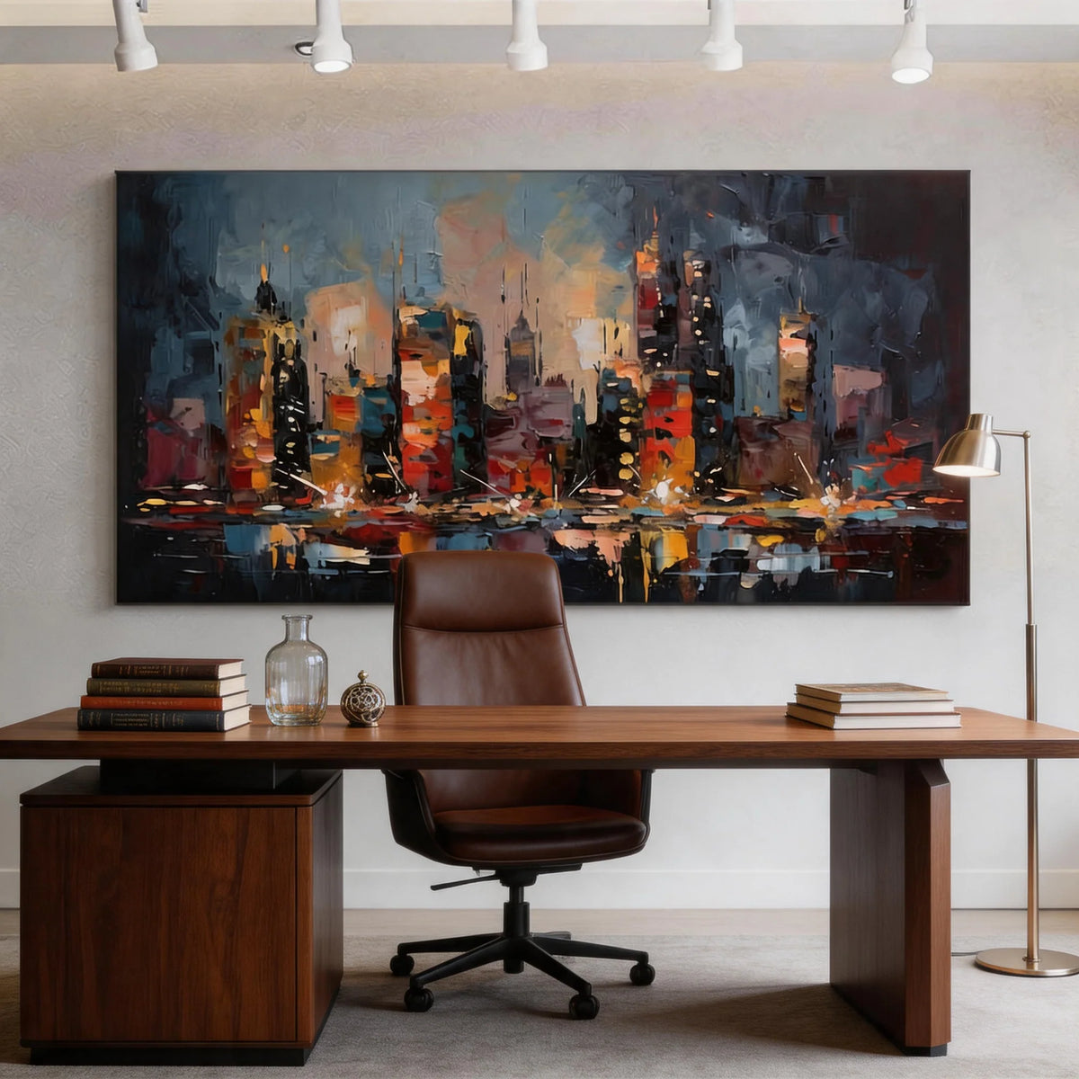 Impasto Night Skyline Wall Art