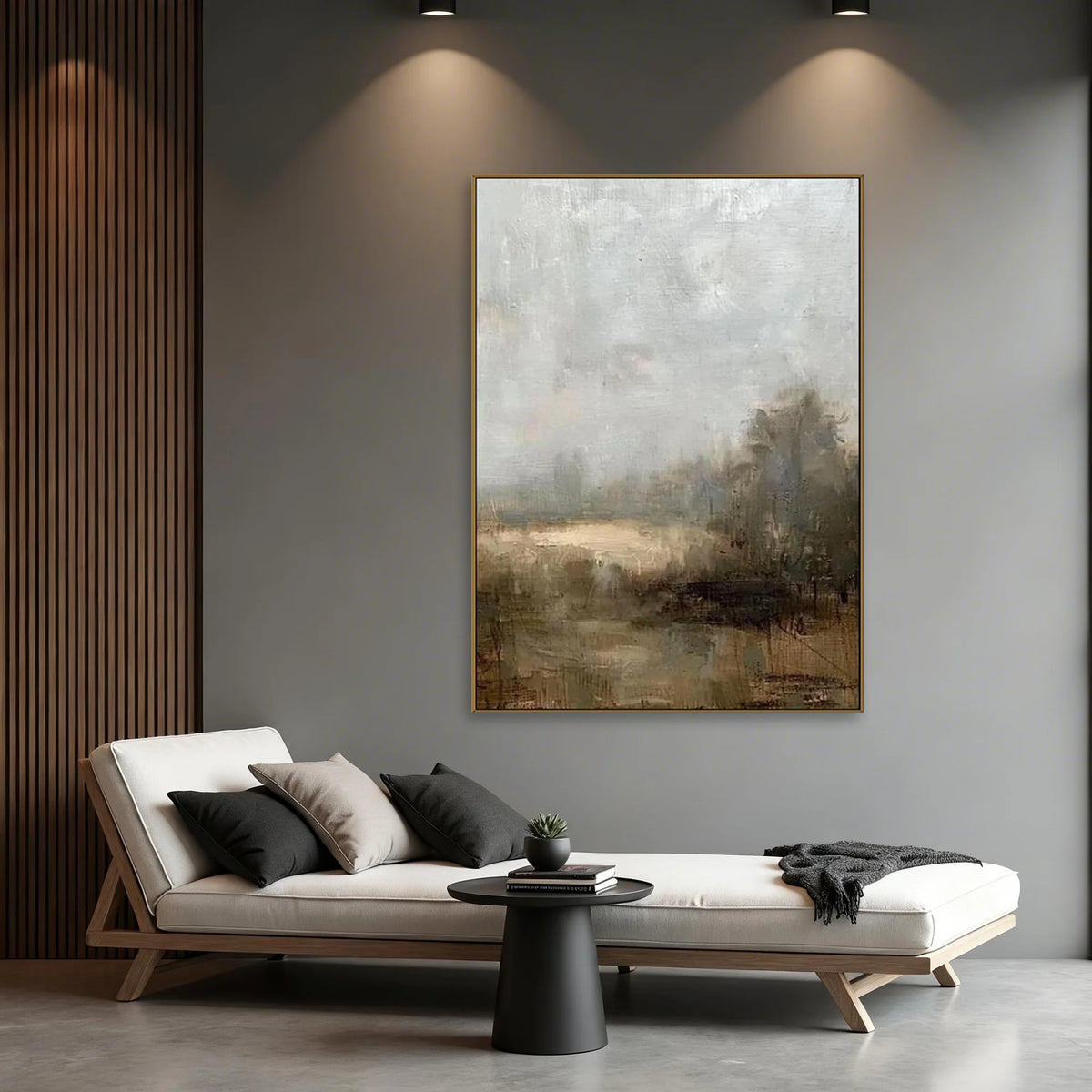 Textured Misty Field Landscape Wall Art