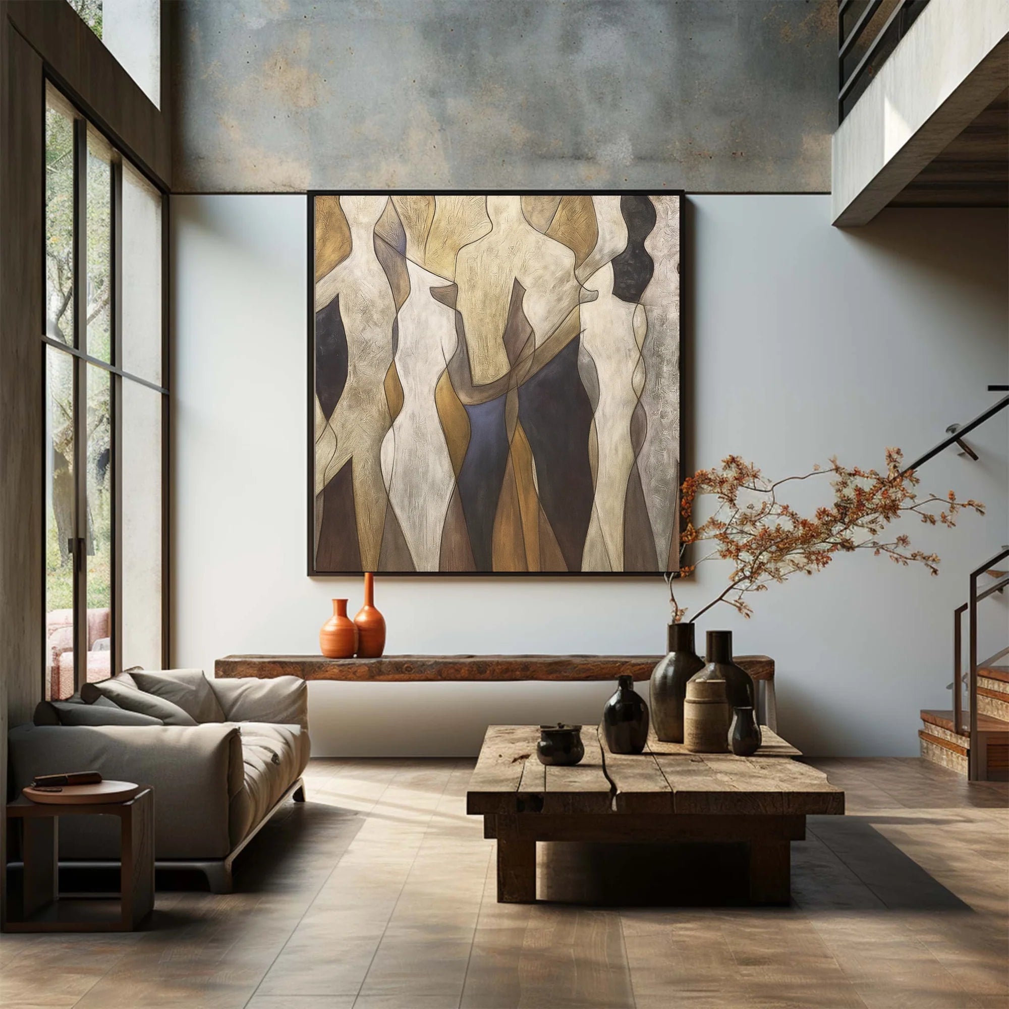 Plaster Textured Organic Column Wall Art