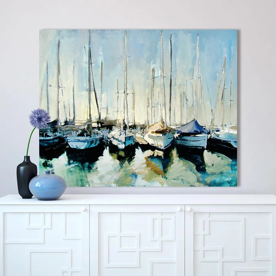 Textured Marina Sailboats Wall Art