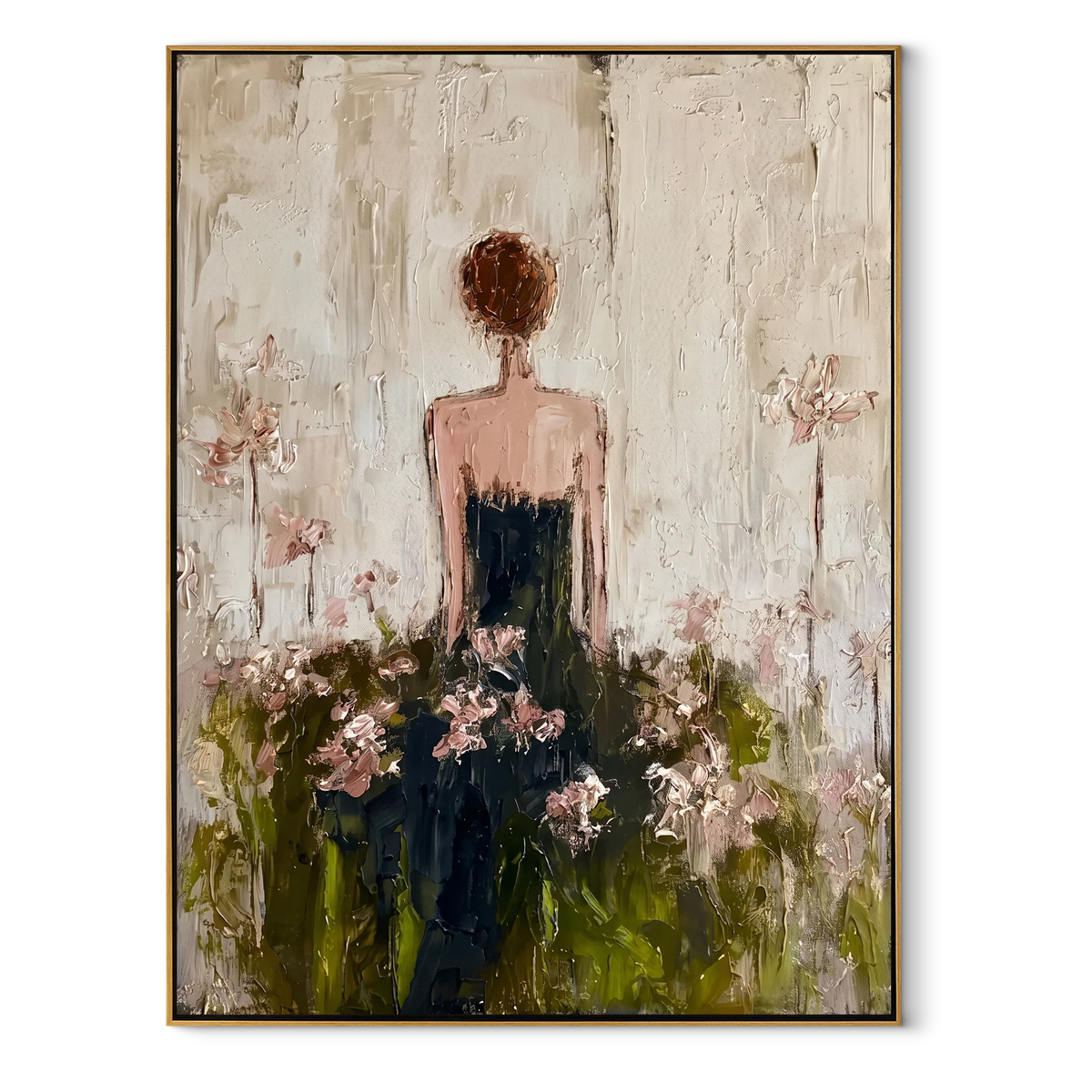 Textured Floral Dress Woman Wall Art