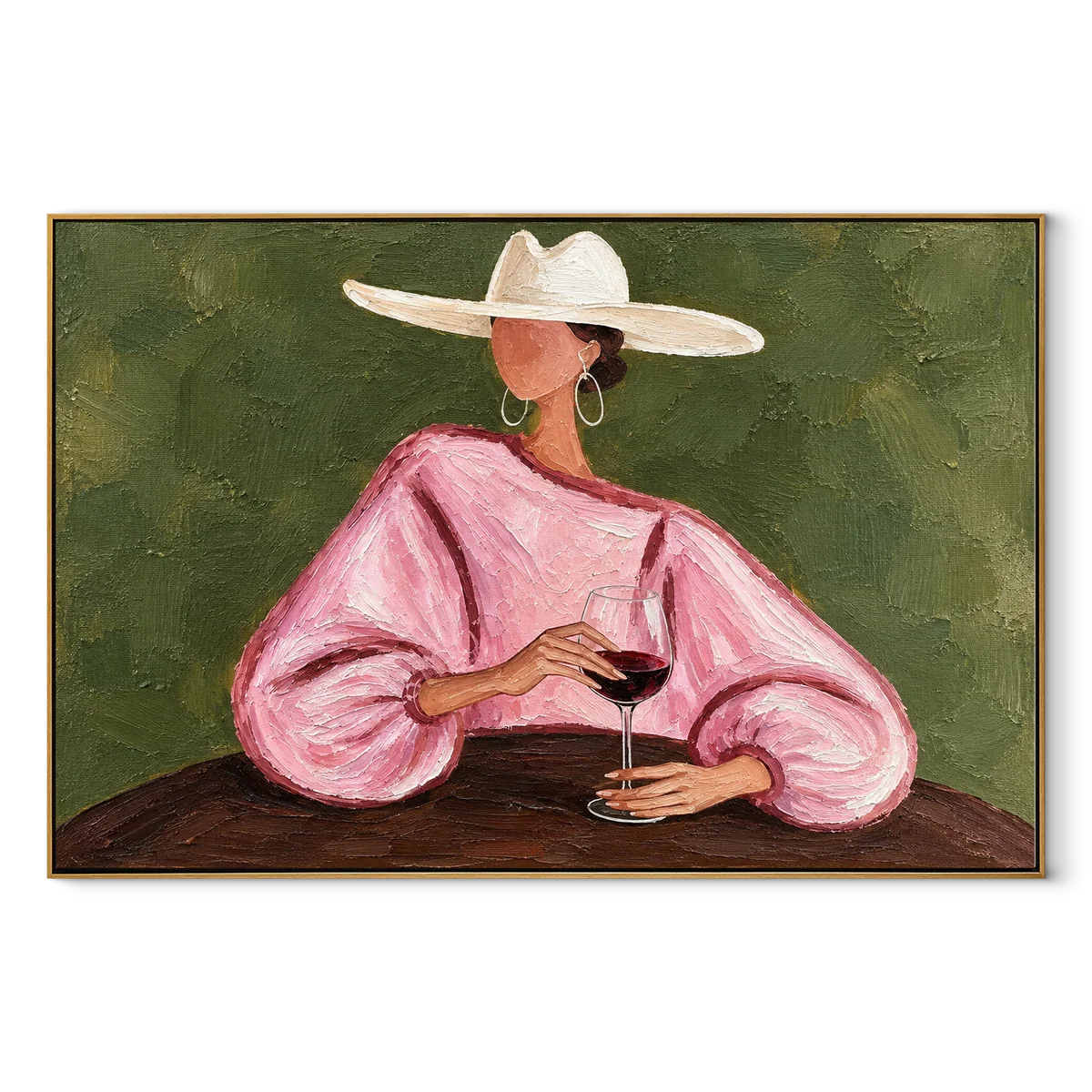 Textured Woman with Wine Wall Art