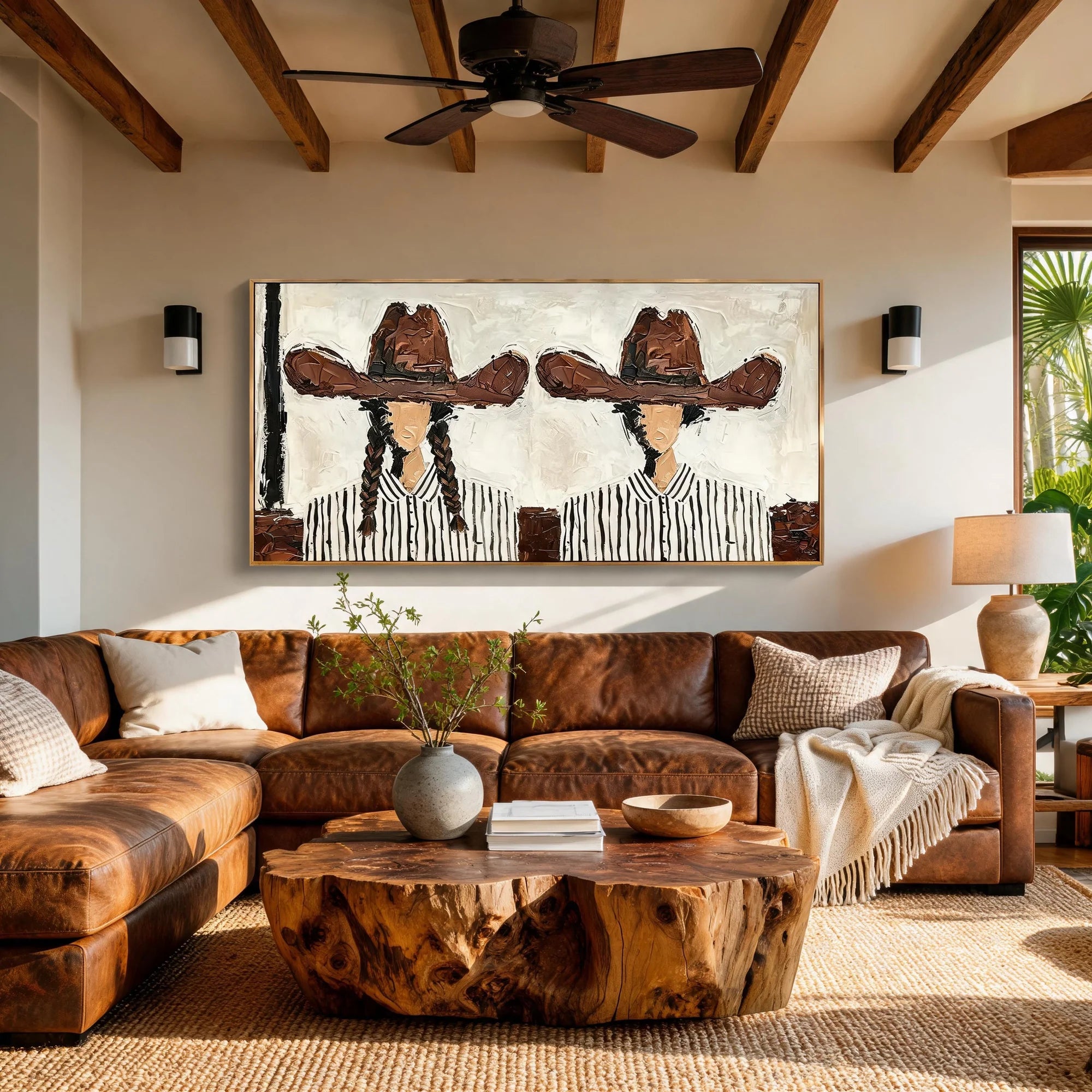 Impasto Wide Hat Twins Wall Art