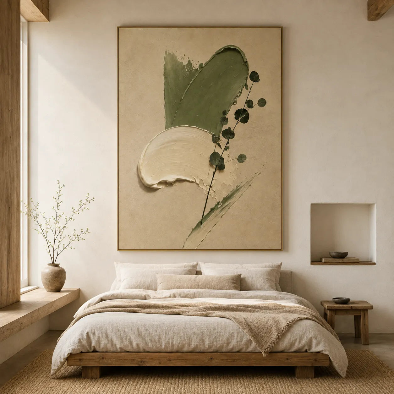 Plaster Textured Sage Swipe Wall Art