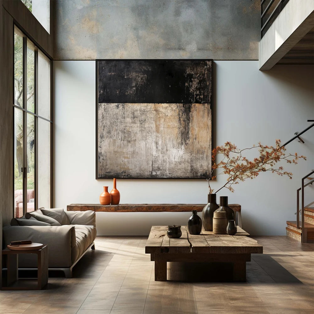Plaster Textured Horizon Block Wall Art