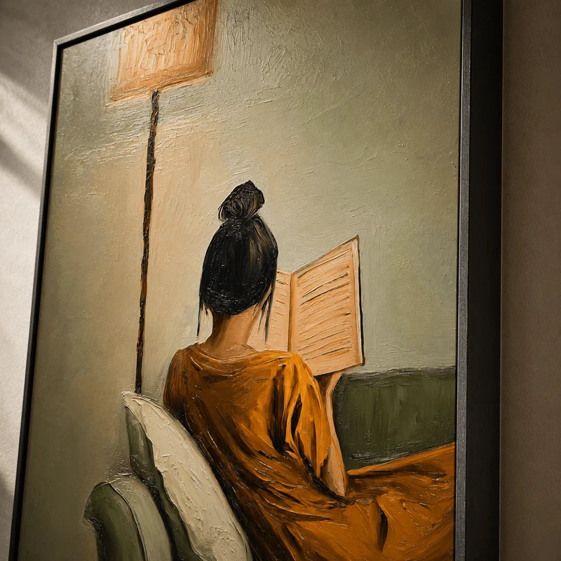 Reading Woman in Orange Wall Art