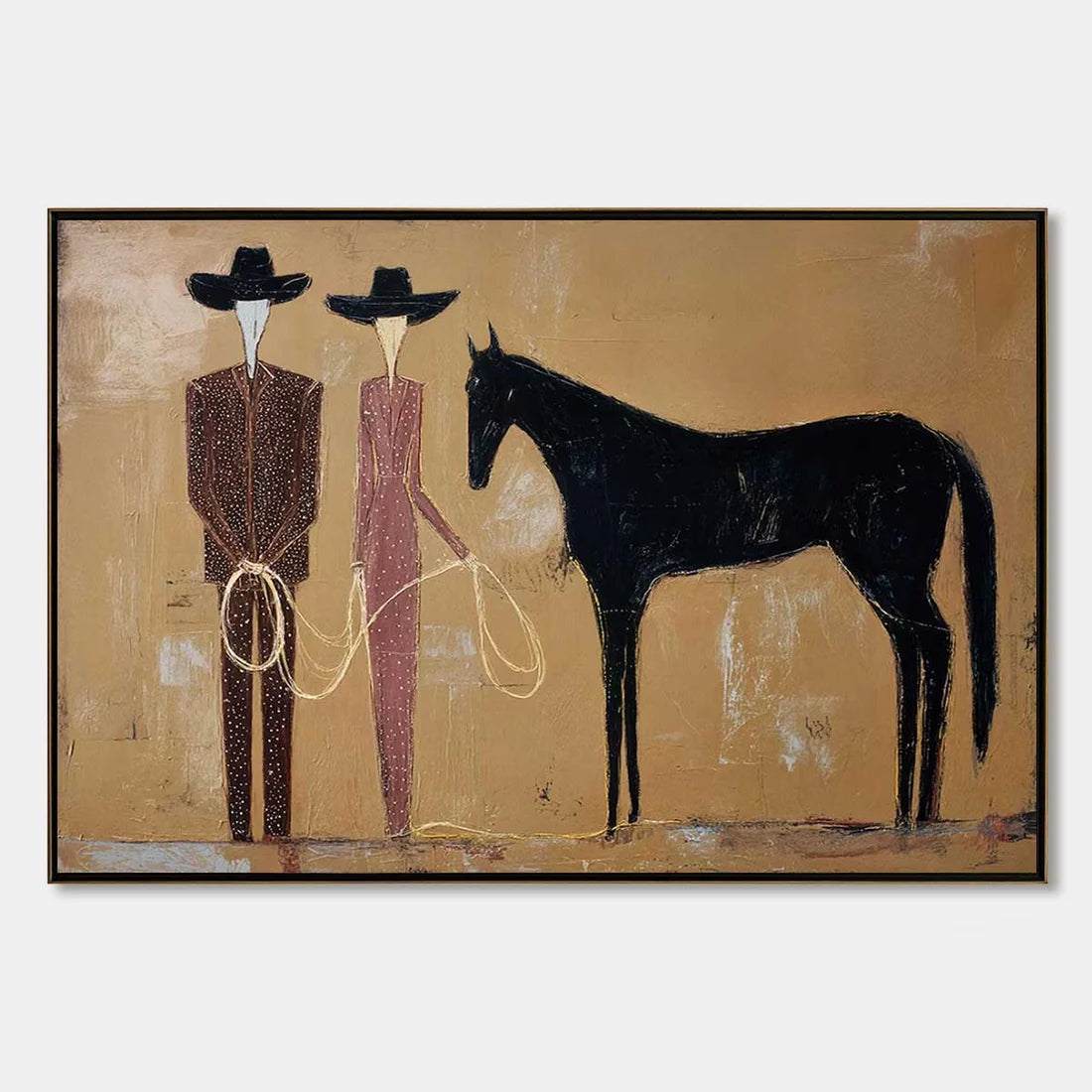 Abstract Western Duo & Black Horse Wall Art