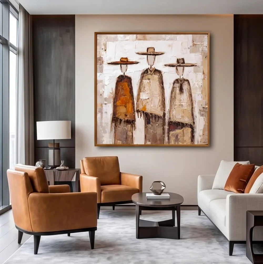 Impasto Trio in Hats Wall Art
