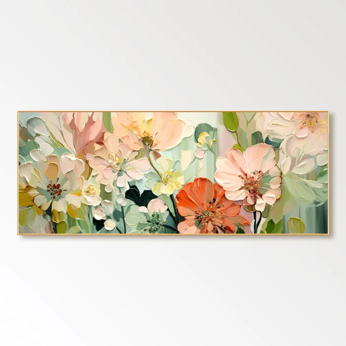 Soft Floral Wall Art – Large Abstract Flower Canvas Painting